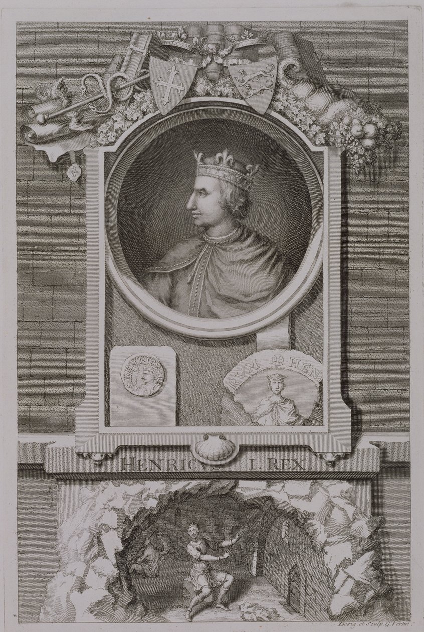 Henrik I (1068-1135) Konge af England fra 1100, indgraveret af kunstneren af George Vertue