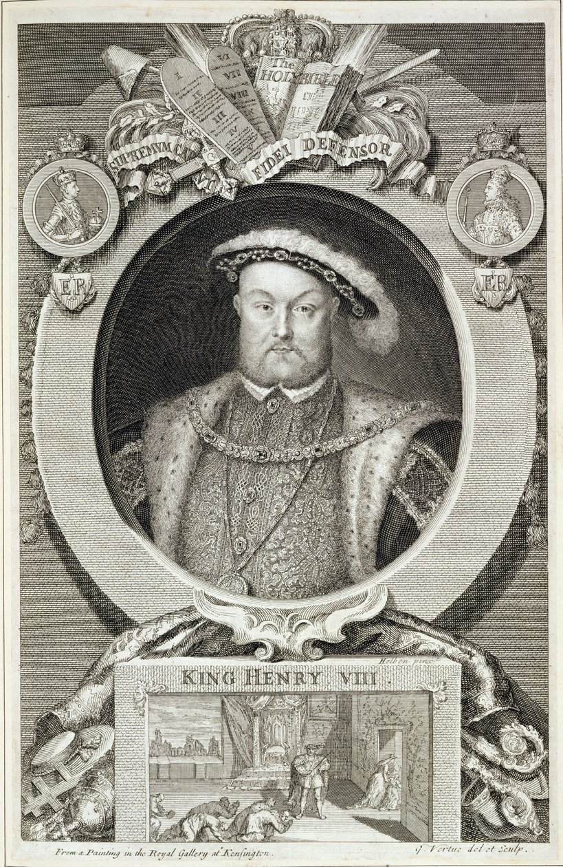 Henry VIII (1491-1547), efter et maleri i Royal Gallery i Kensington af George Vertue