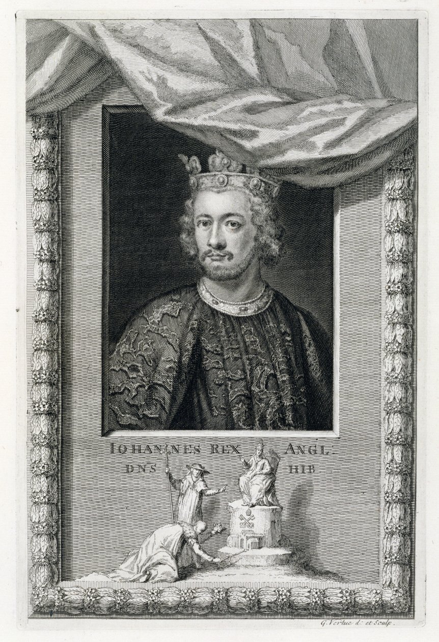 John (1167-1216) Konge af England fra 1199, indgraveret af kunstneren (gravering) af George Vertue