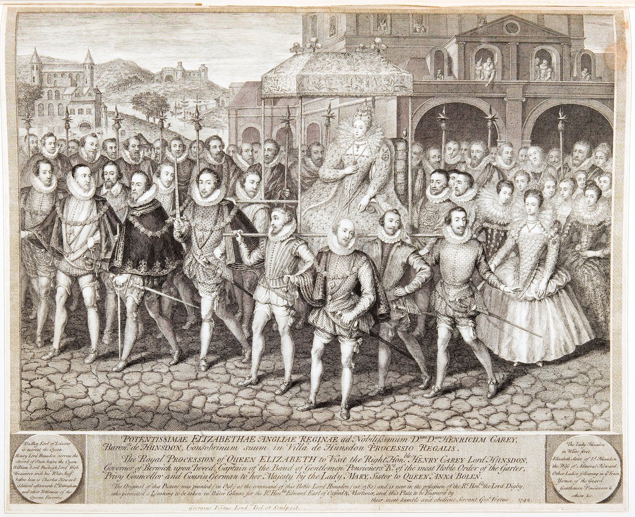 Kongelig procession af dronning Elizabeth I, c1580 1744 af George Vertue