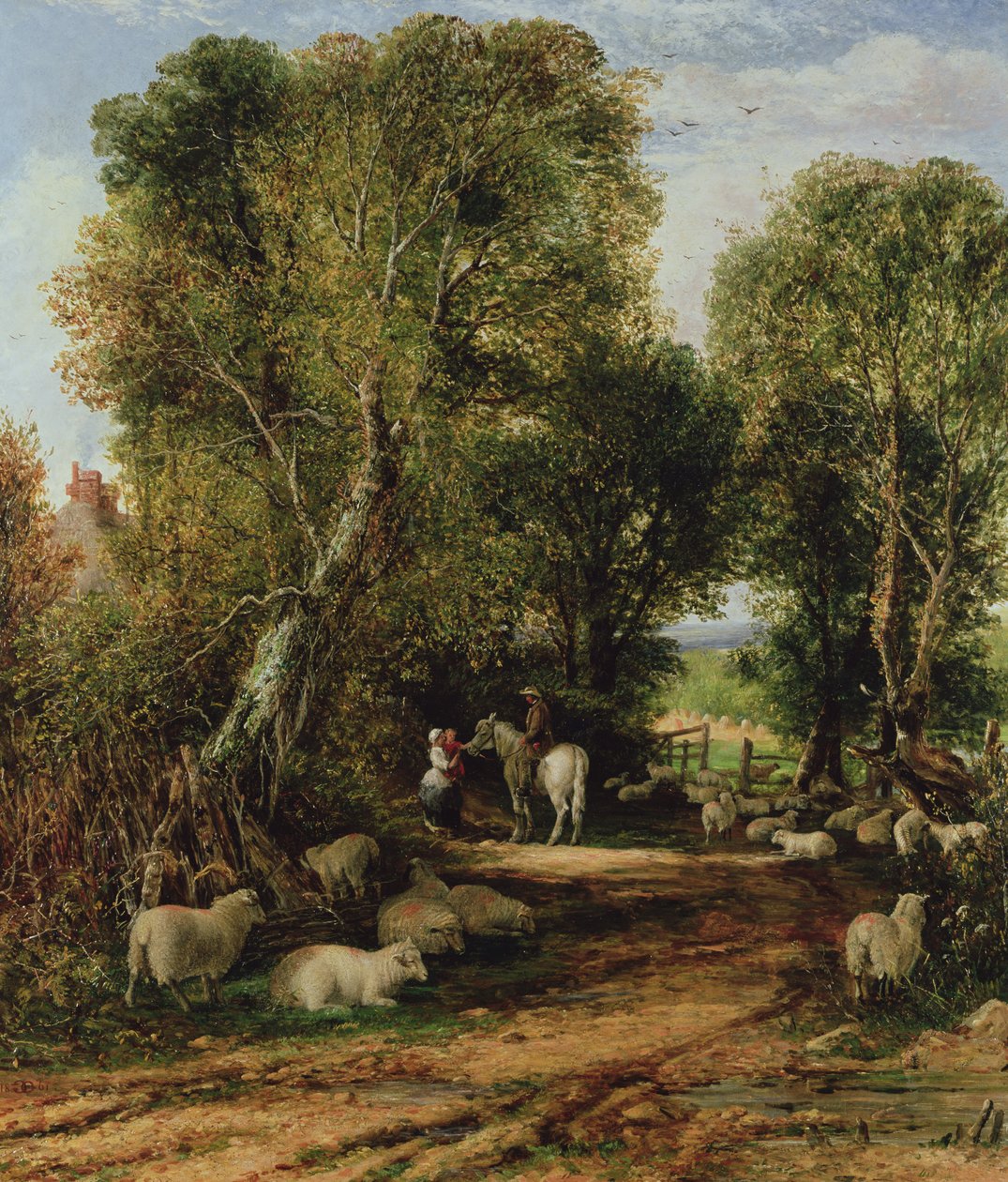 Pastoral scene med får, 1800-tallet af George Vicat Cole