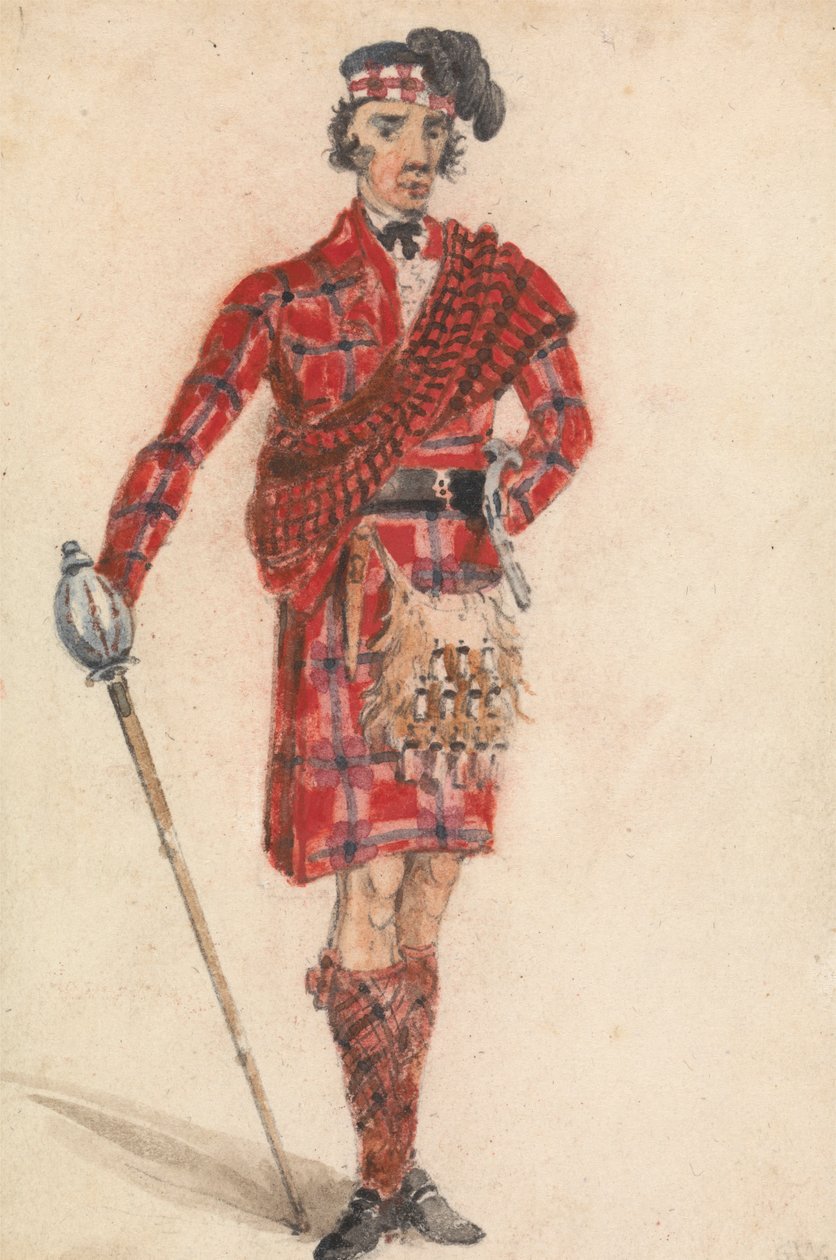 Skotte med Sværd; Moderne kjole af en Highland Chieftain af George Walker