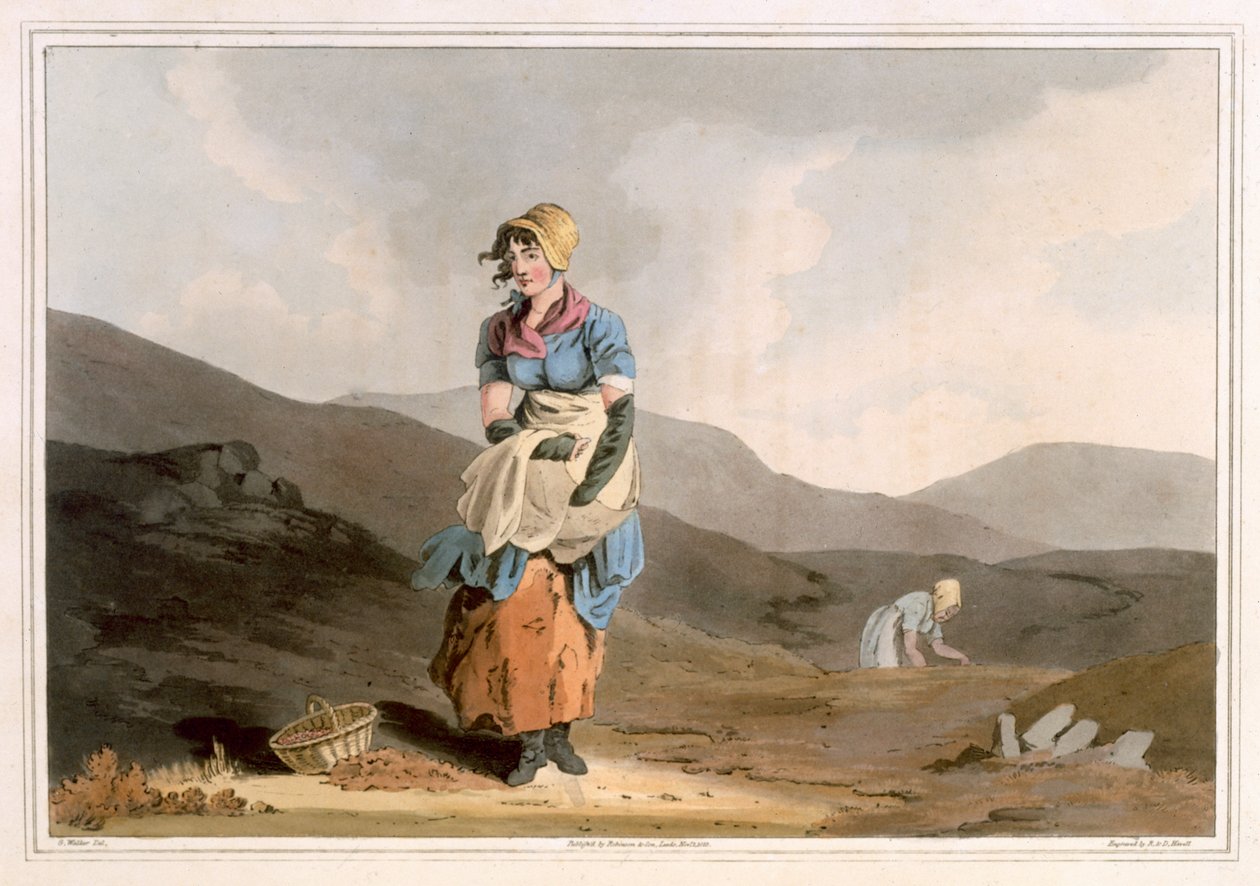 The Cranberry Girl, indgraveret af Robert Havell den Ældre, udgivet 1814 af Robinson and Son, Leeds af George Walker