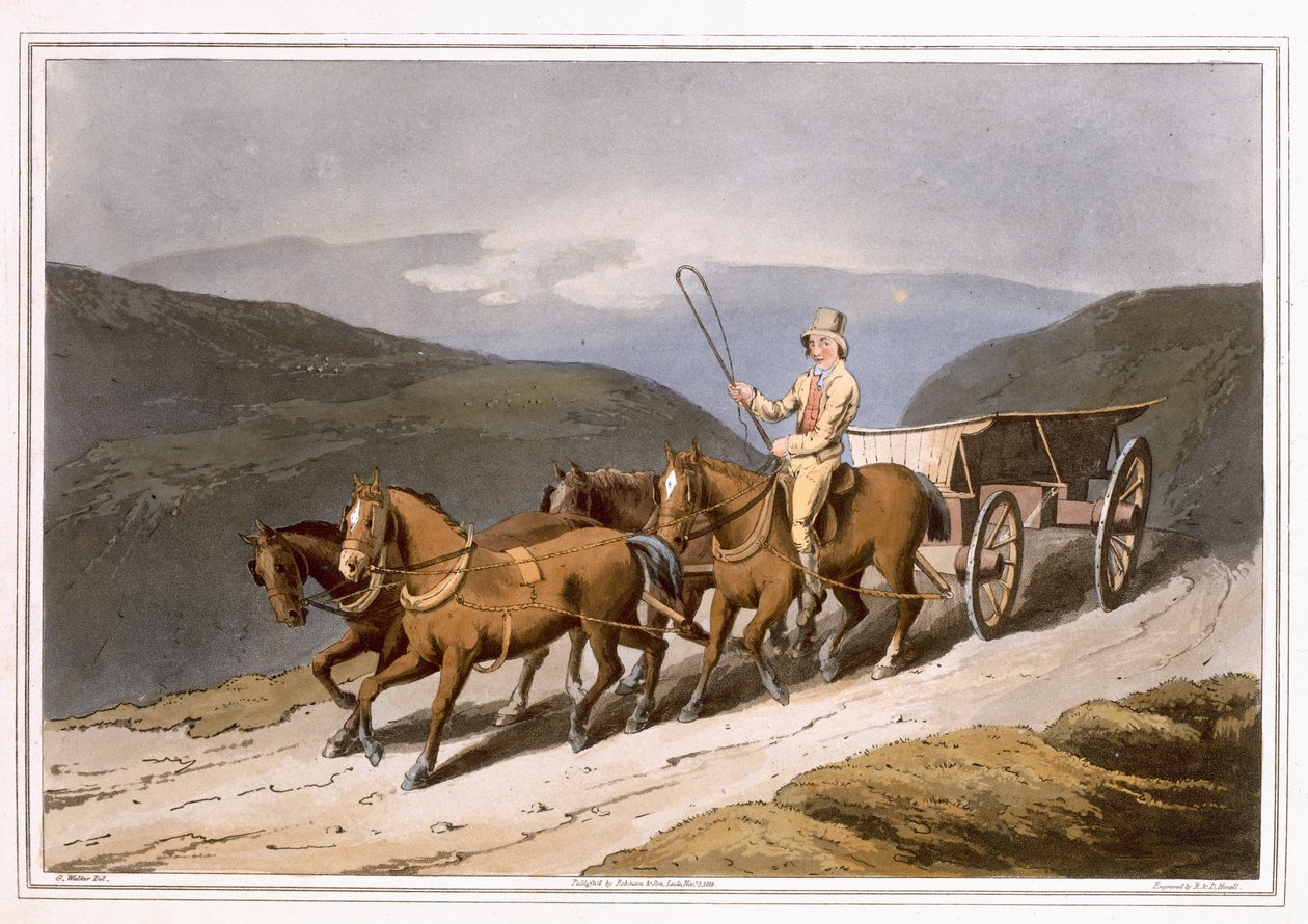 The East Riding or Wolds Wagon, indgraveret af Robert Havell den Ældre, udgivet 1814 af Robinson and Son, Leeds af George Walker