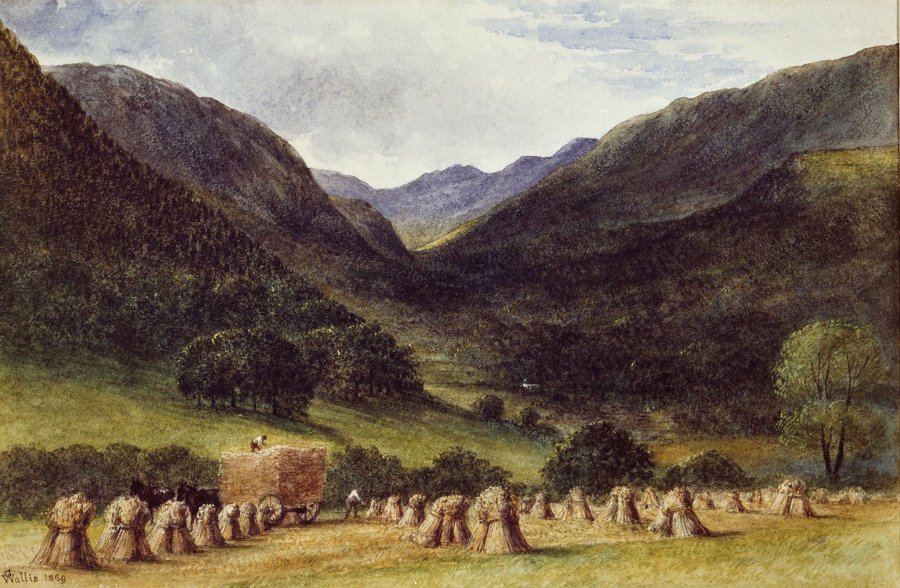Harvest Time, Llyn Crafnant, North Wales, 1869 af George Augustus Wallis