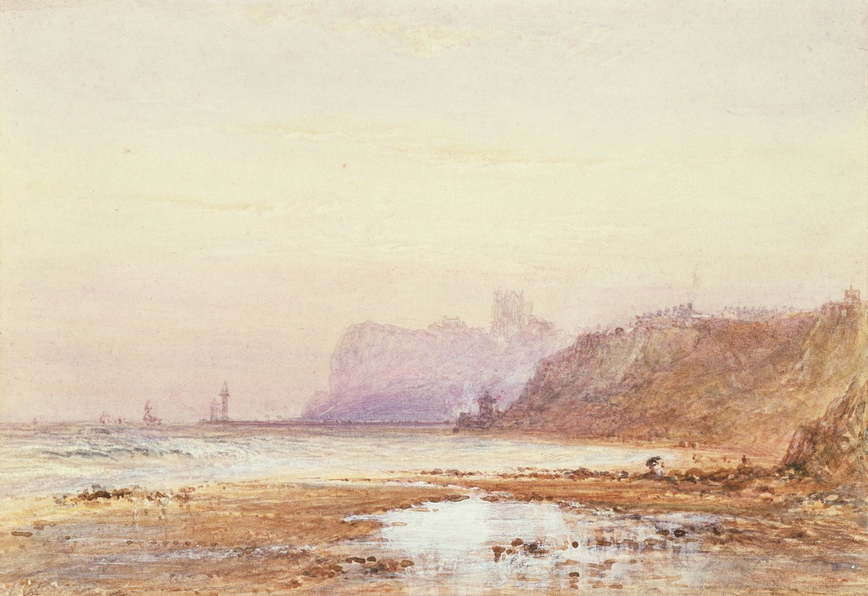 Kyst ved Whitby med Abbey Beyond af George Weatherill