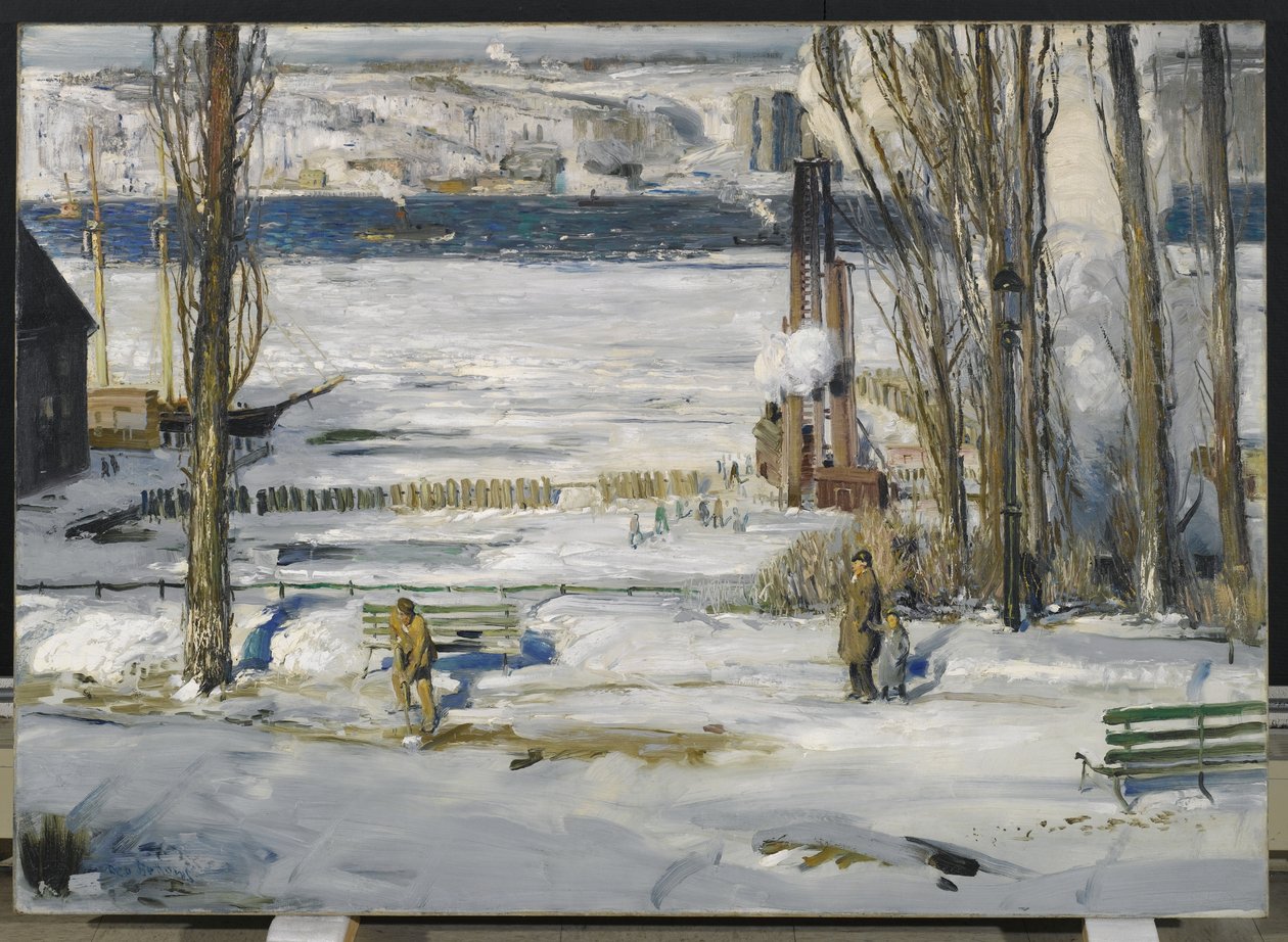 A Morning Snow--Hudson River, 1910 af George Wesley Bellows