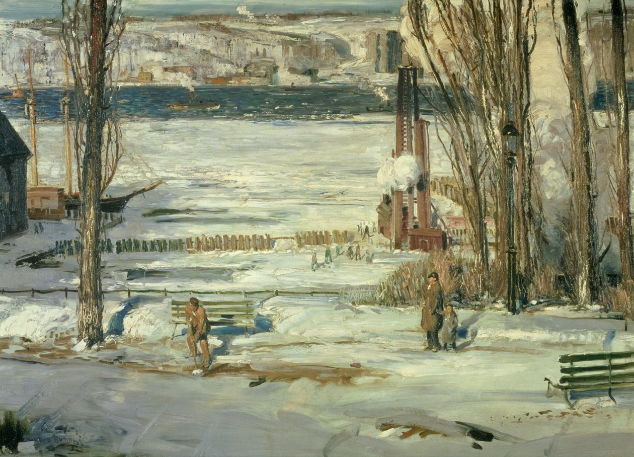 A Morning Snow - Hudson River, 1910 af George Wesley Bellows
