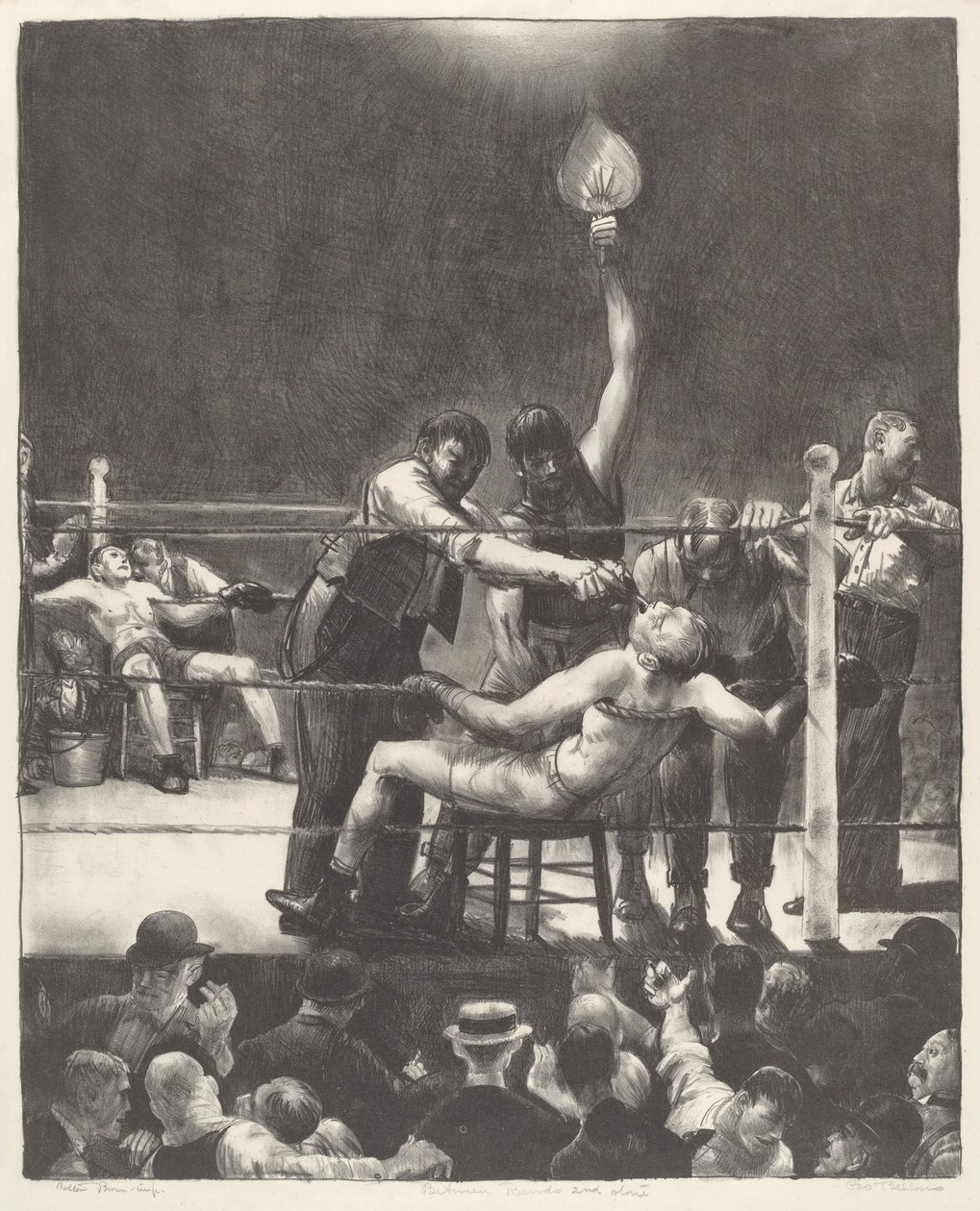 Between Rounds, lille, anden sten, 1923. af George Wesley Bellows