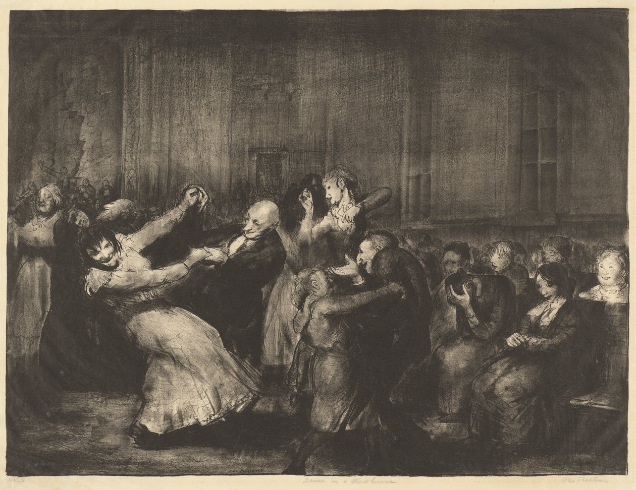 Dans i et galehus, 1917. af George Wesley Bellows