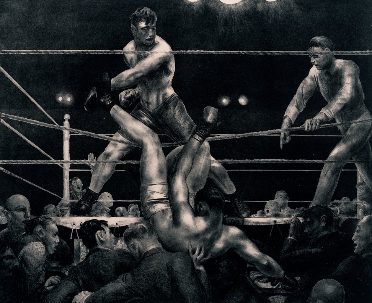 Dempsey og Firpo, 1923-24 af George Wesley Bellows