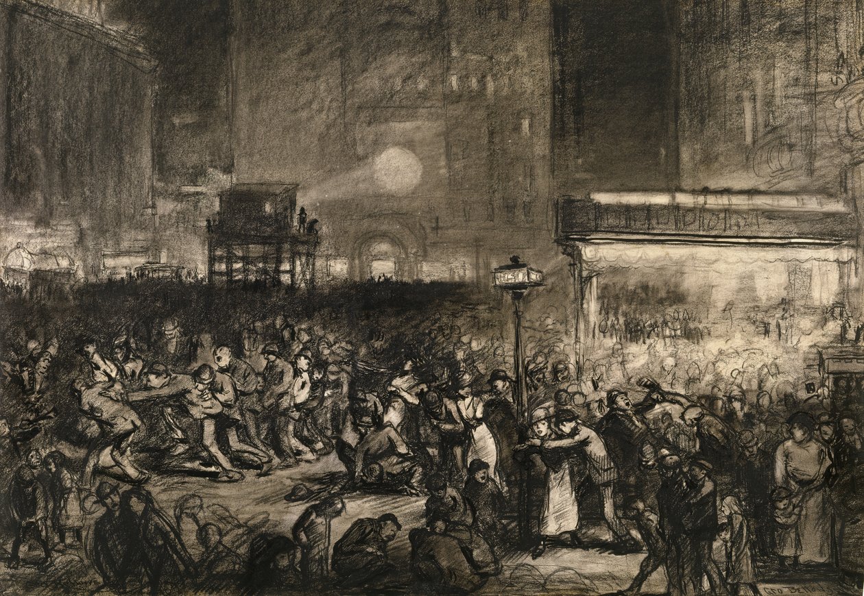 Election Night Times Square, 1906. af George Wesley Bellows