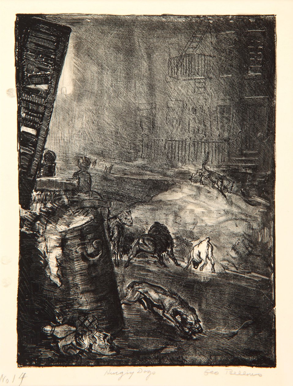 Hungry Dogs, Second Stone, 1916 af George Wesley Bellows