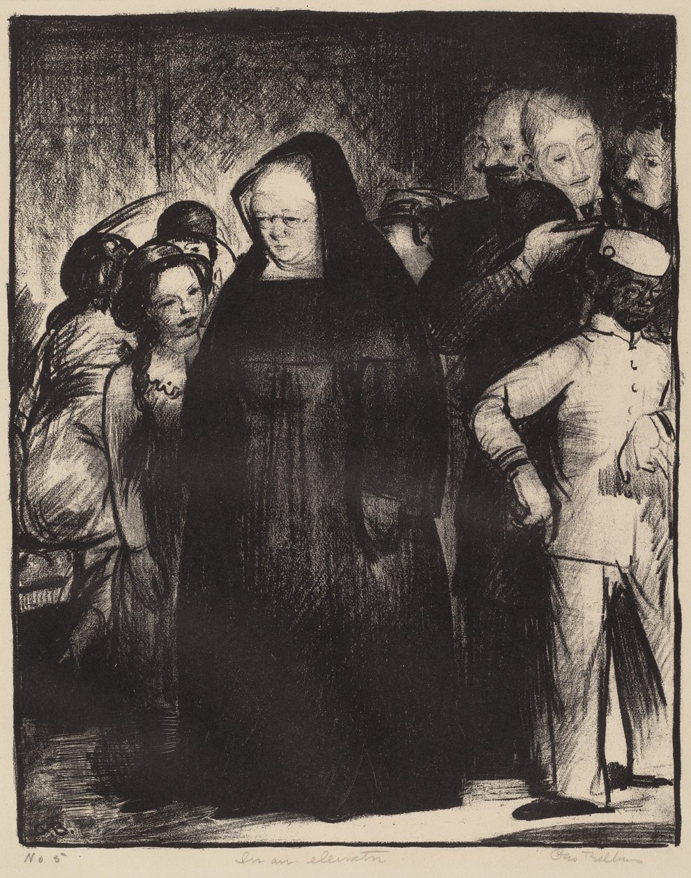 I en elevator, 1916. af George Wesley Bellows