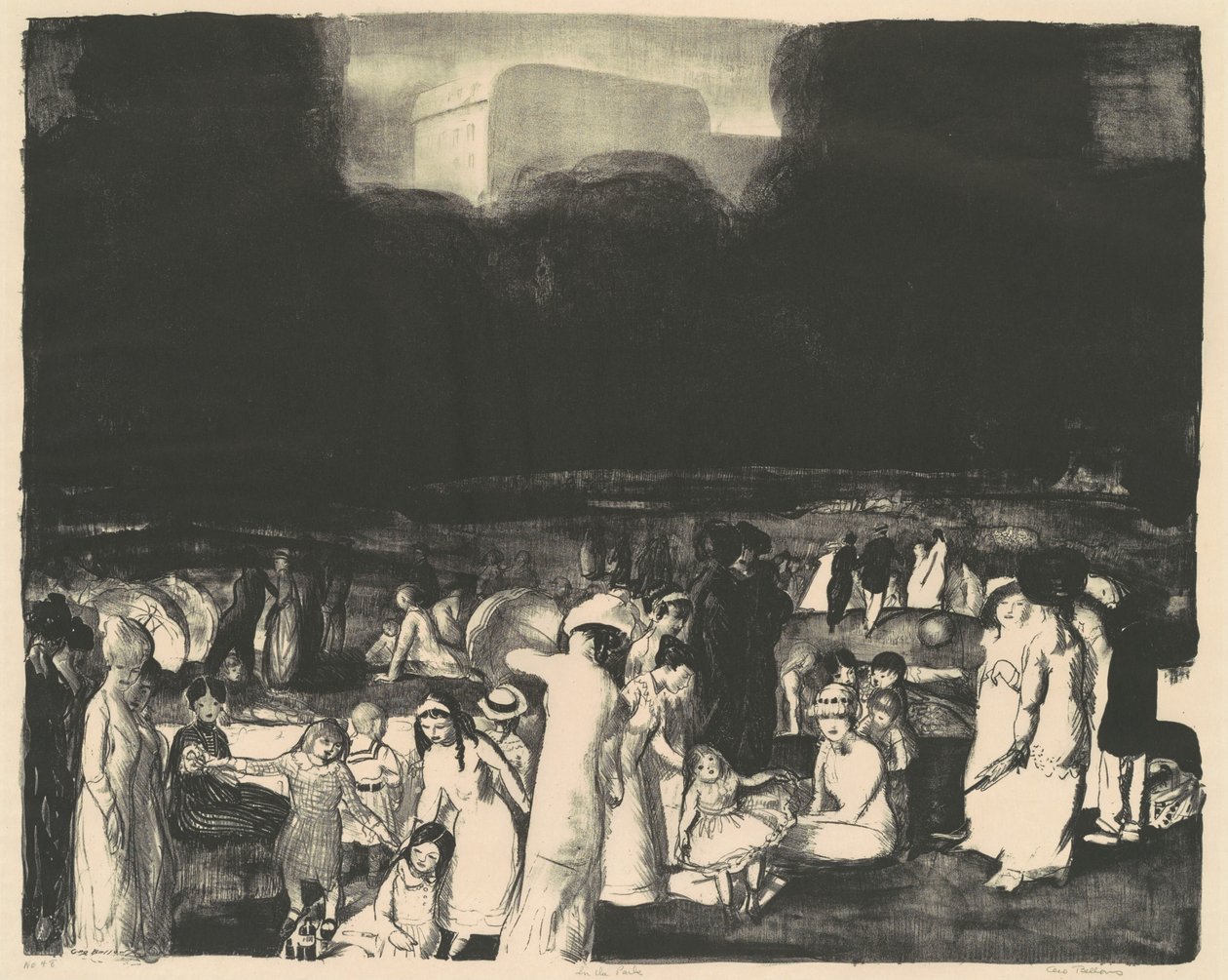 I parken, mørke, 1916. af George Wesley Bellows