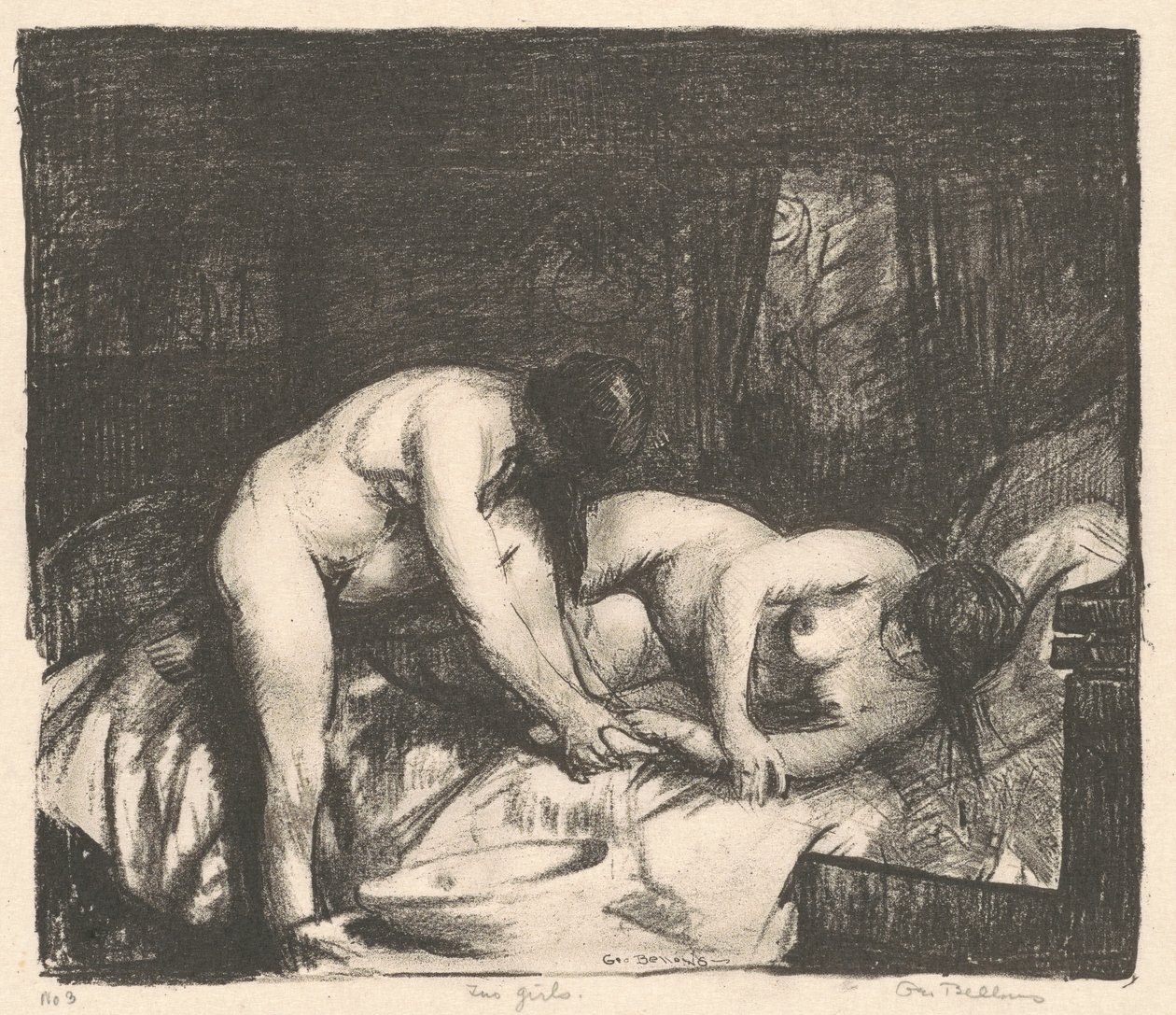 To piger, 1917. af George Wesley Bellows