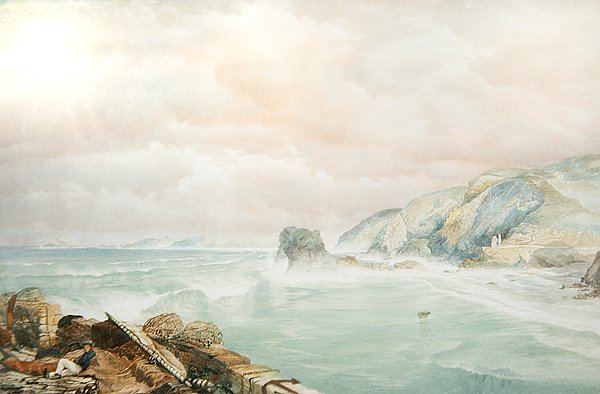 St. Agnes Head, Cornwall, ca. 1855 (akvarel på papir) af George Whitaker