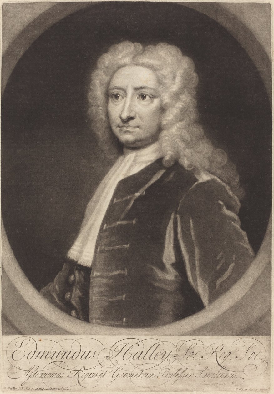 Edmund Halley af George White after Sir Godfrey Kneller