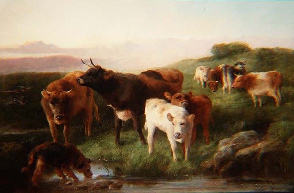 Højlandskvæg græsser af George Wiliam Horlor