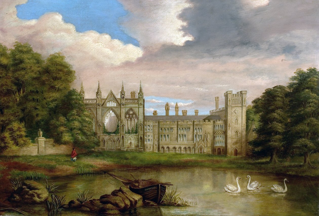 Newstead Abbey, Nottinghamshire, fra Upper Lake af George William Taylor