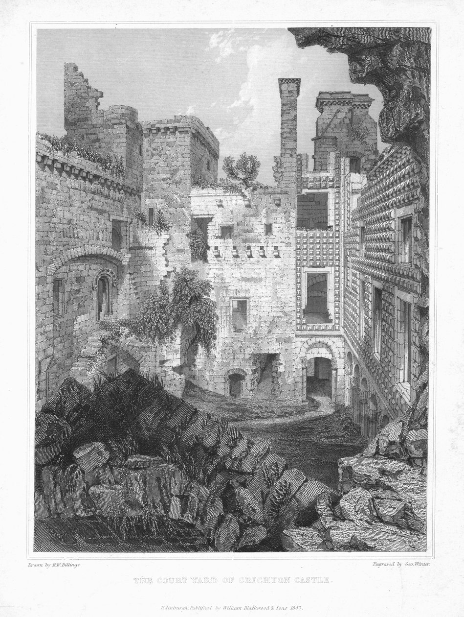 Gården til Crichton Castle, c1847. af George Winter