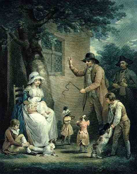 Dancing Dogs, indgraveret af Thomas Gaugain (1748-1812), pub. af T. Philipe, 1796 (stipstik) (par 125548) af George after Morland