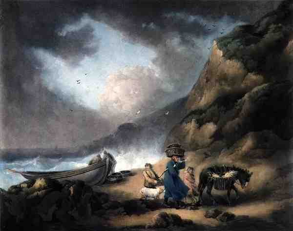 Fishermen, indgraveret af James Ward (1769-1859), pub. af J.R. Smith, 1793 (mezzotintgravering) (par 125518) af George after Morland