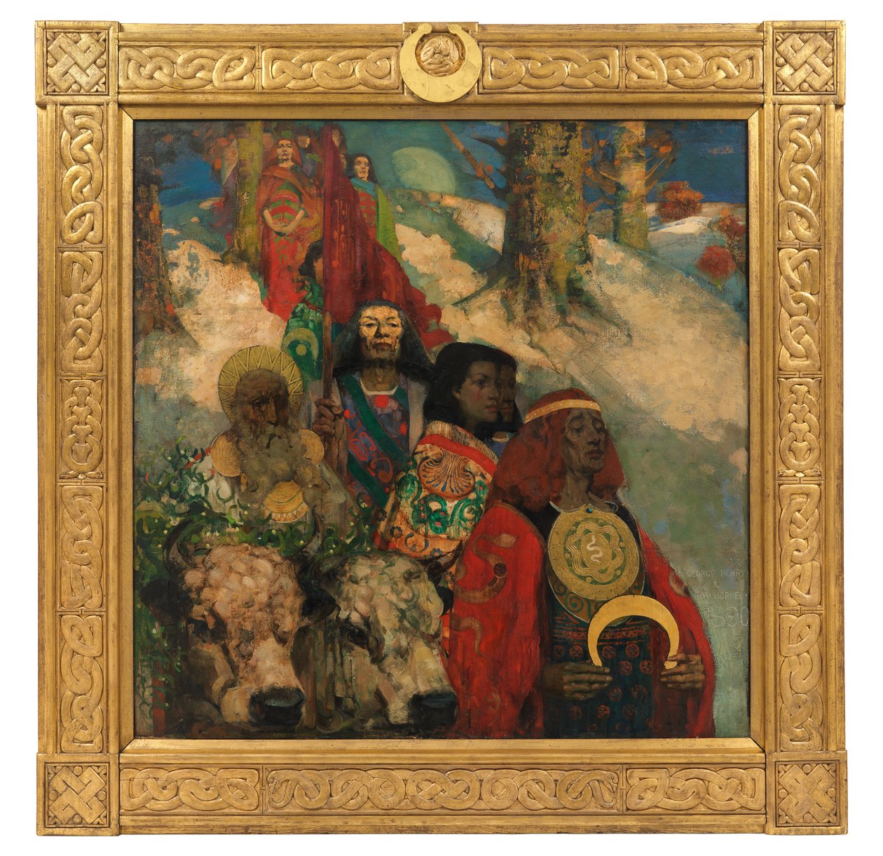 Druiderne - bringer misteltenen ind af George and Hornel Edward A. (1864 1933) Henry