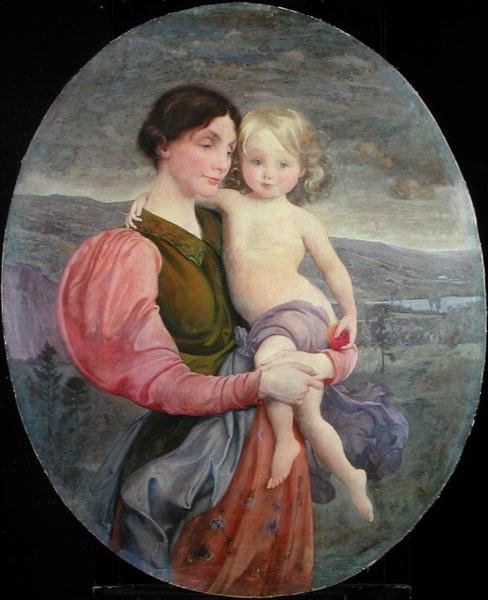 Mor og barn: En moderne Madonna af George de Forest Brush or Brusch