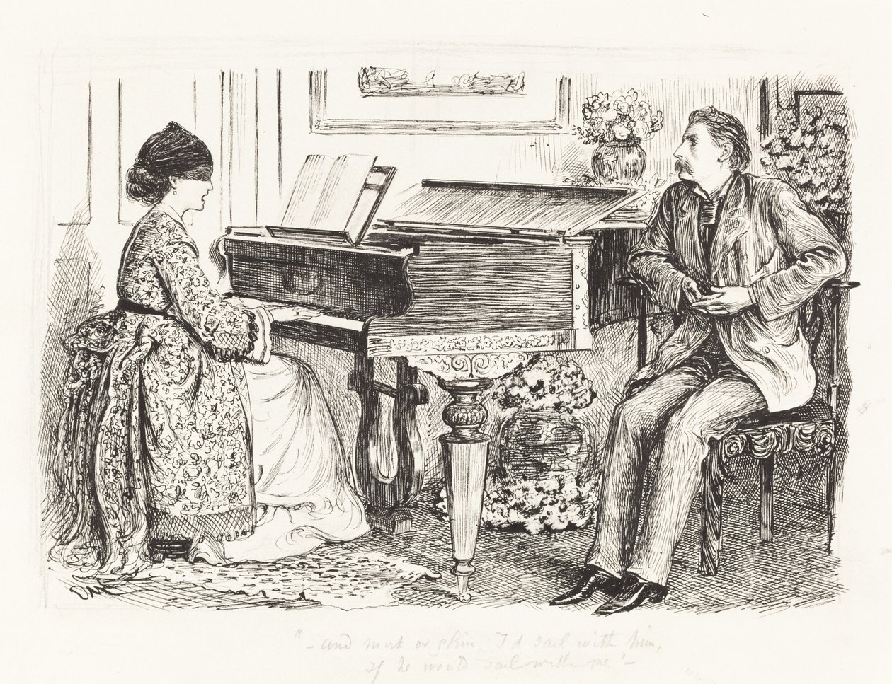 "--Og tåge eller glimt, jeg ville sejle med ham, hvis han ville sejle med mig--" af George du Maurier