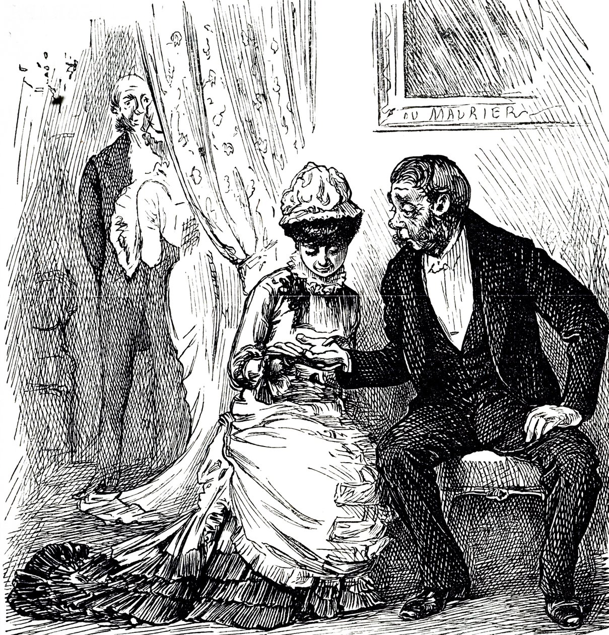 En tegneserie, der kommenterer populariteten af palmistry blandt de velhavende. Illustreret George du Maurier (1834-1896), en fransk-britisk tegneserieskaber og forfatter af George du Maurier