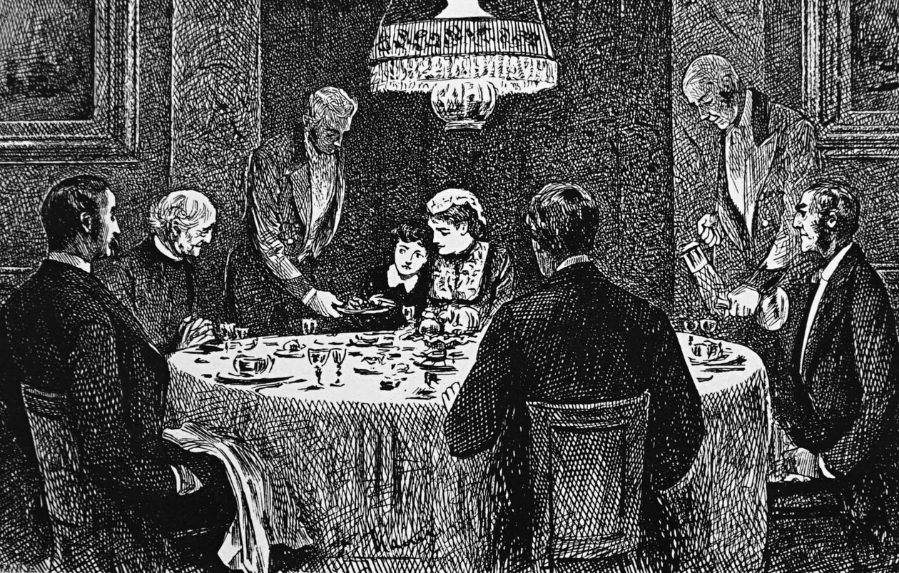 En overklassefamilie ved bordet af George du Maurier