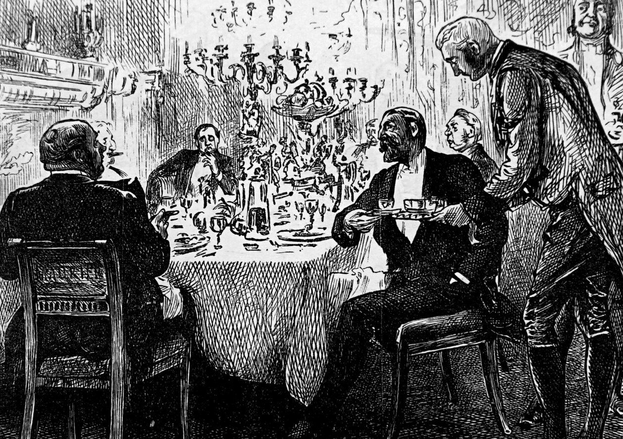 En overklassefamilie ved bordet af George du Maurier