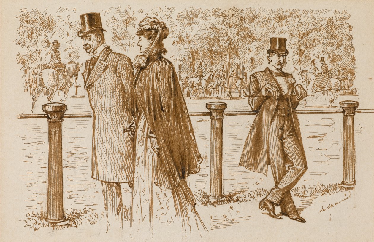 En Passant: Det er Bounderson, ikke? Han skulle være blevet druknet som en hvalp!, Punch Magazine, 23. juli 23, 1892 (pen & sepia blæk på papir) af George du Maurier