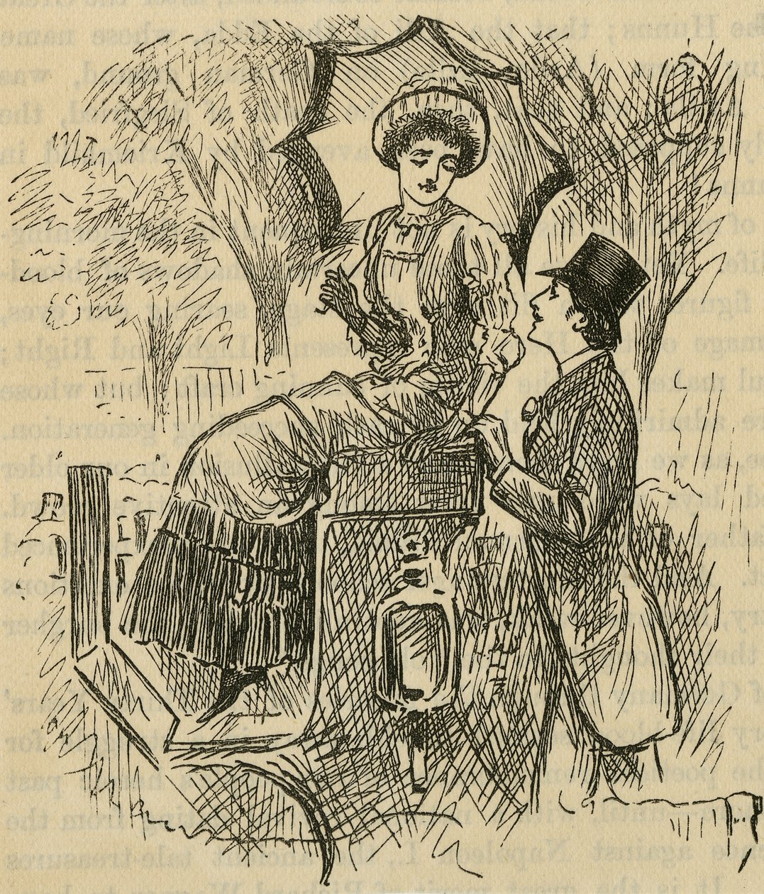 Flirter. Illustration af George du Maurier (1834-1896) udgivet 1882. af George du Maurier