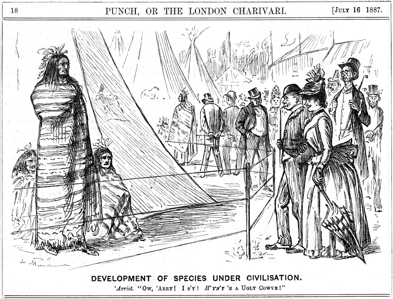 George du Maurier tegneserie fra Punch, der illustrerer Darwinisme, 1887 af George du Maurier