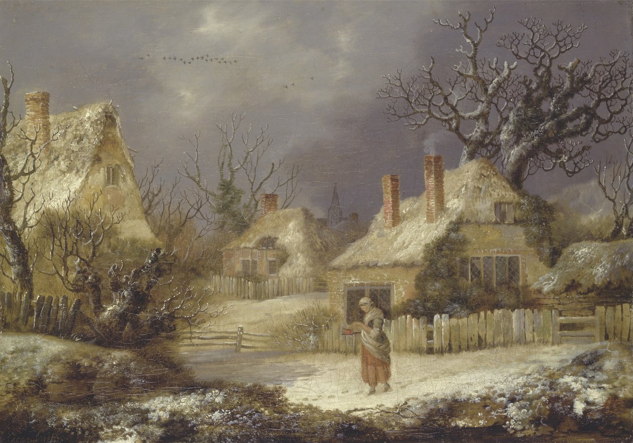 Et vinterlandskab (olie på lærred) af George of Chichester Smith