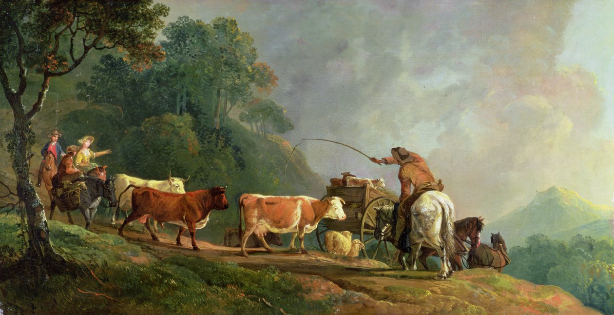 Going to Market (olie på lærred) af George the Elder Barret