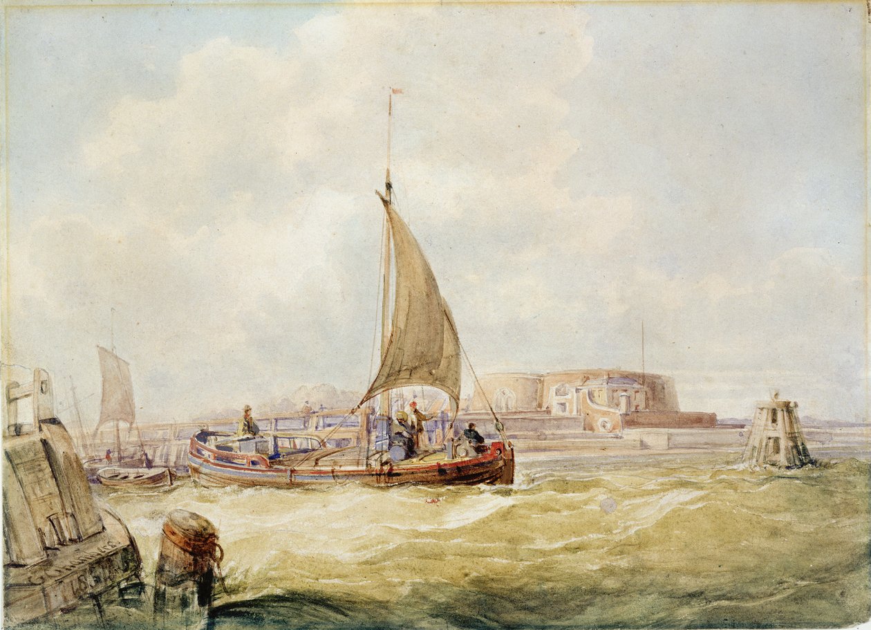 The Old Harbour, Hull (pen, blyant, sepia og akvarel på papir) af George the Elder Chambers