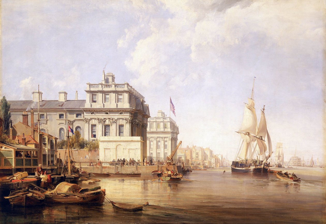 Udsigt over Greenwich Hospital fra den nordlige bred af Themsen af George the Elder Chambers