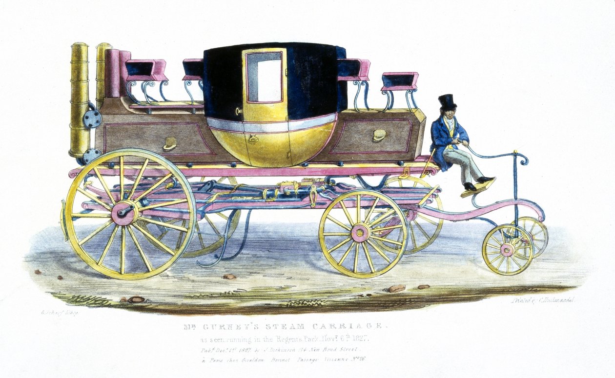 Mr. Gurneys dampvogn som set kørende i Regents Park, 6. november 1827 af George the Elder Scharf
