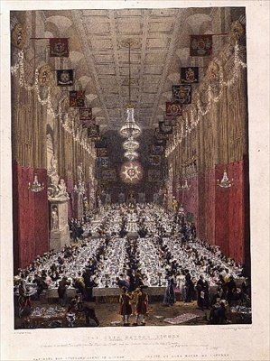 Overborgmesterens middag i Guildhall, 9. november 1828 (litho) af George the Elder Scharf
