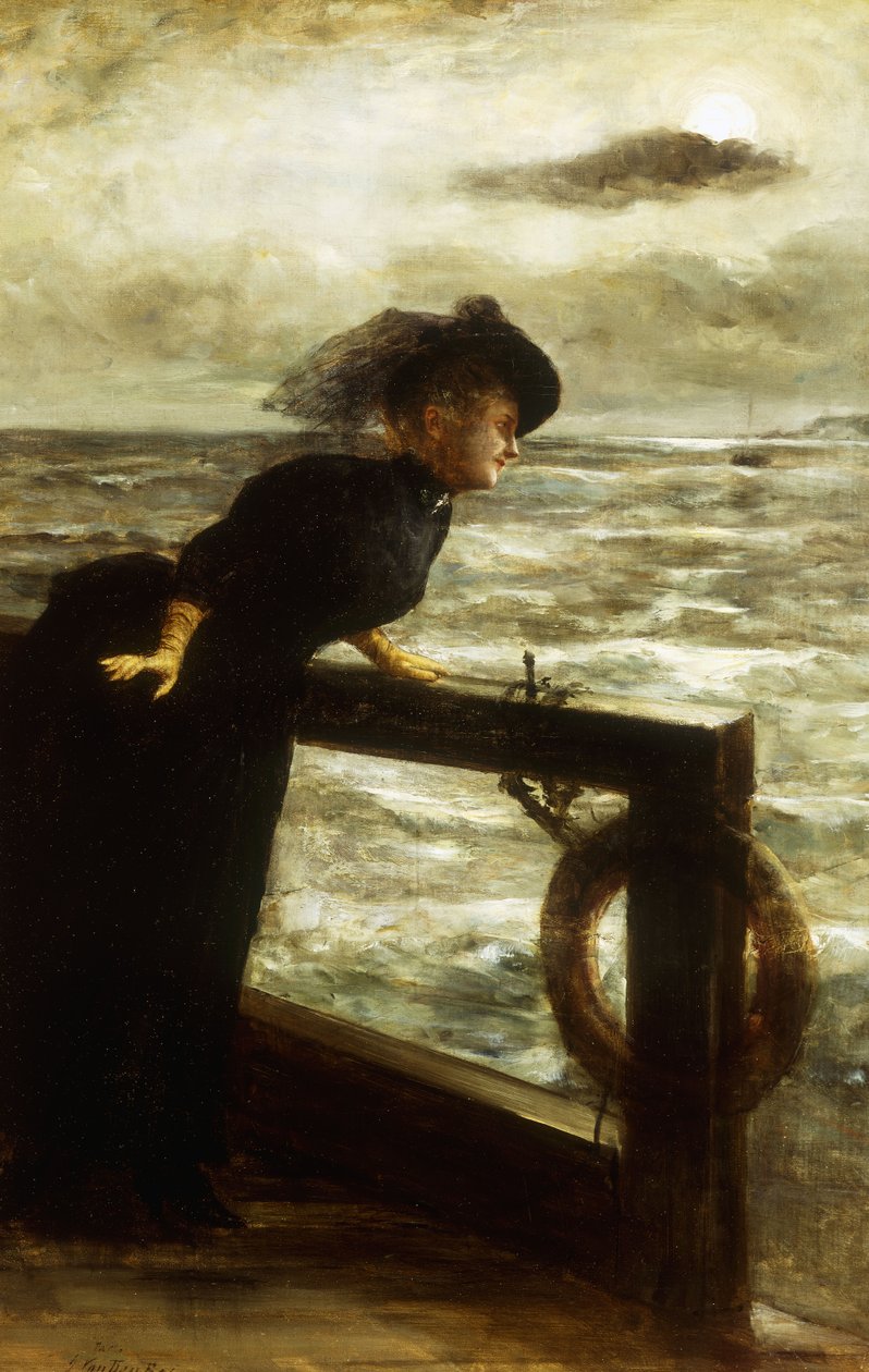 Lady in Black by the Sea, af George van den Bos