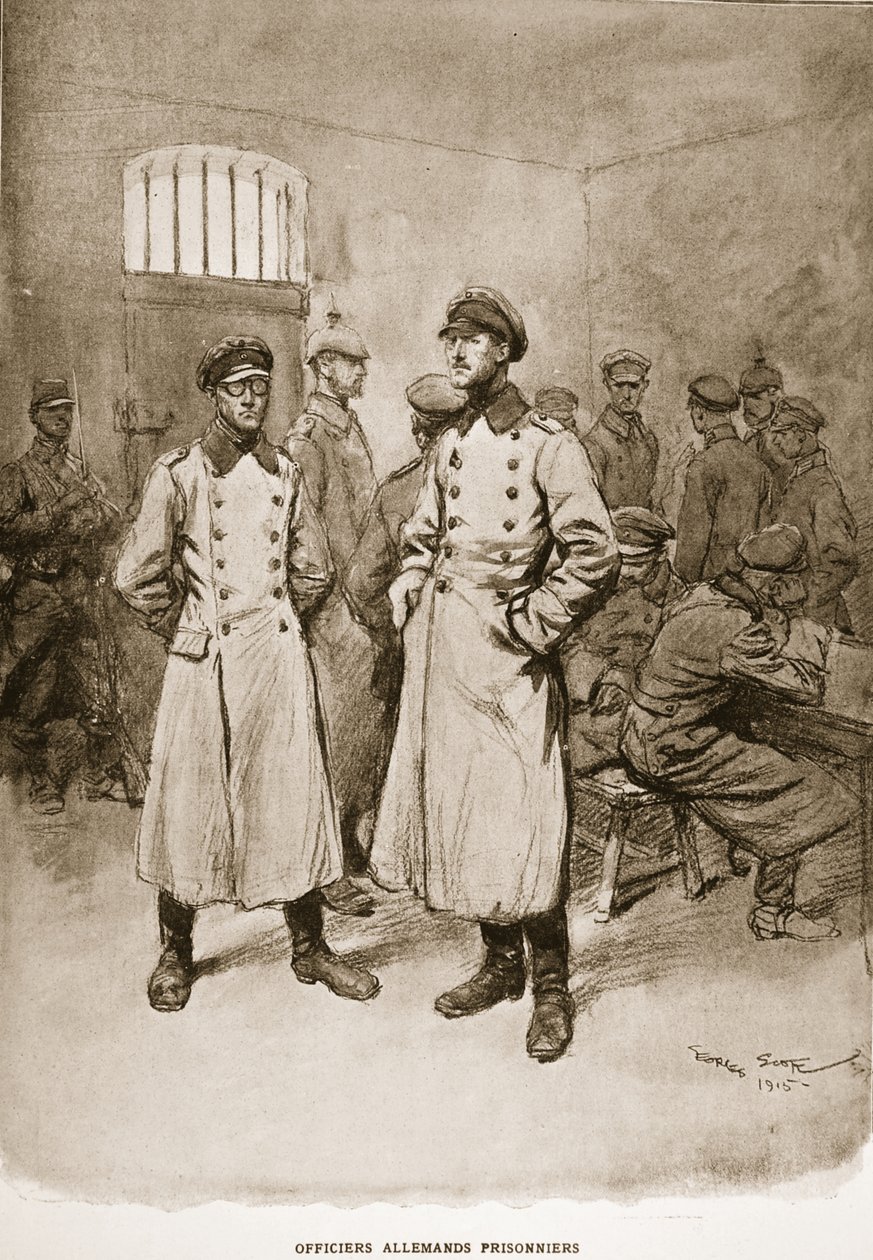 Tilfangetagne tyske officerer, 1915 af Georges Bertin Scott