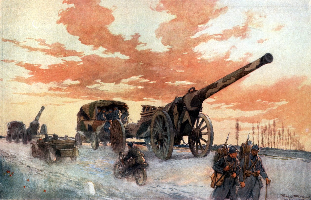 Konvoj af motoriseret artilleri, 1918 af Georges Bertin Scott