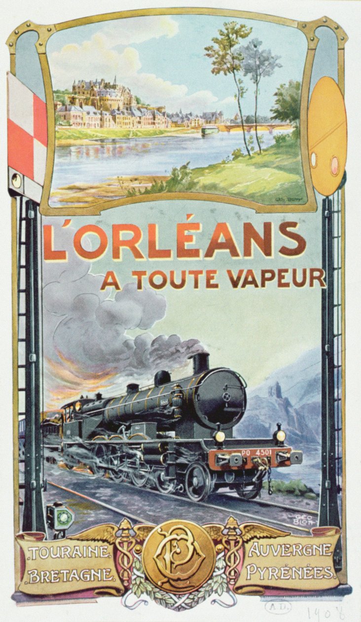Plakat med reklame for jernbanetjenesten "L