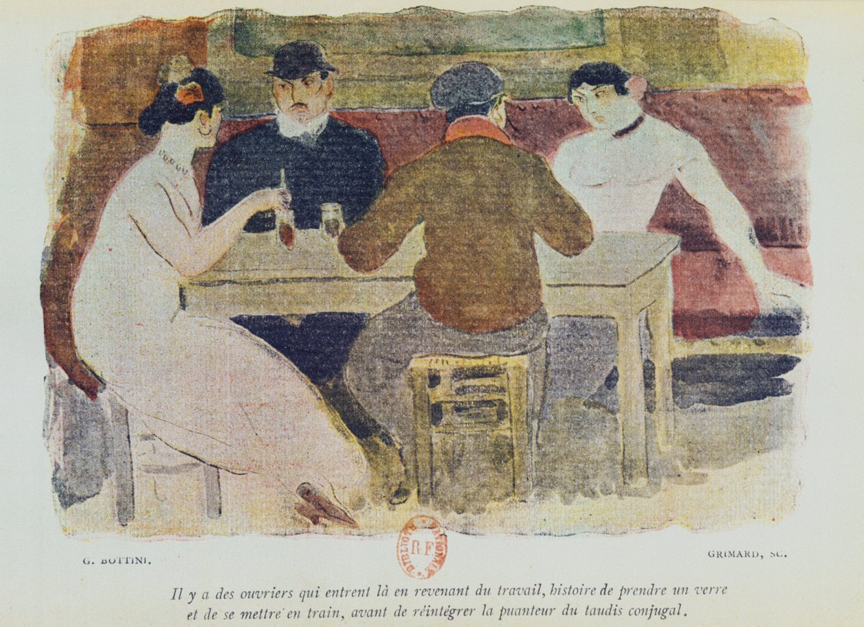 Arbejdere drikker, illustration fra 