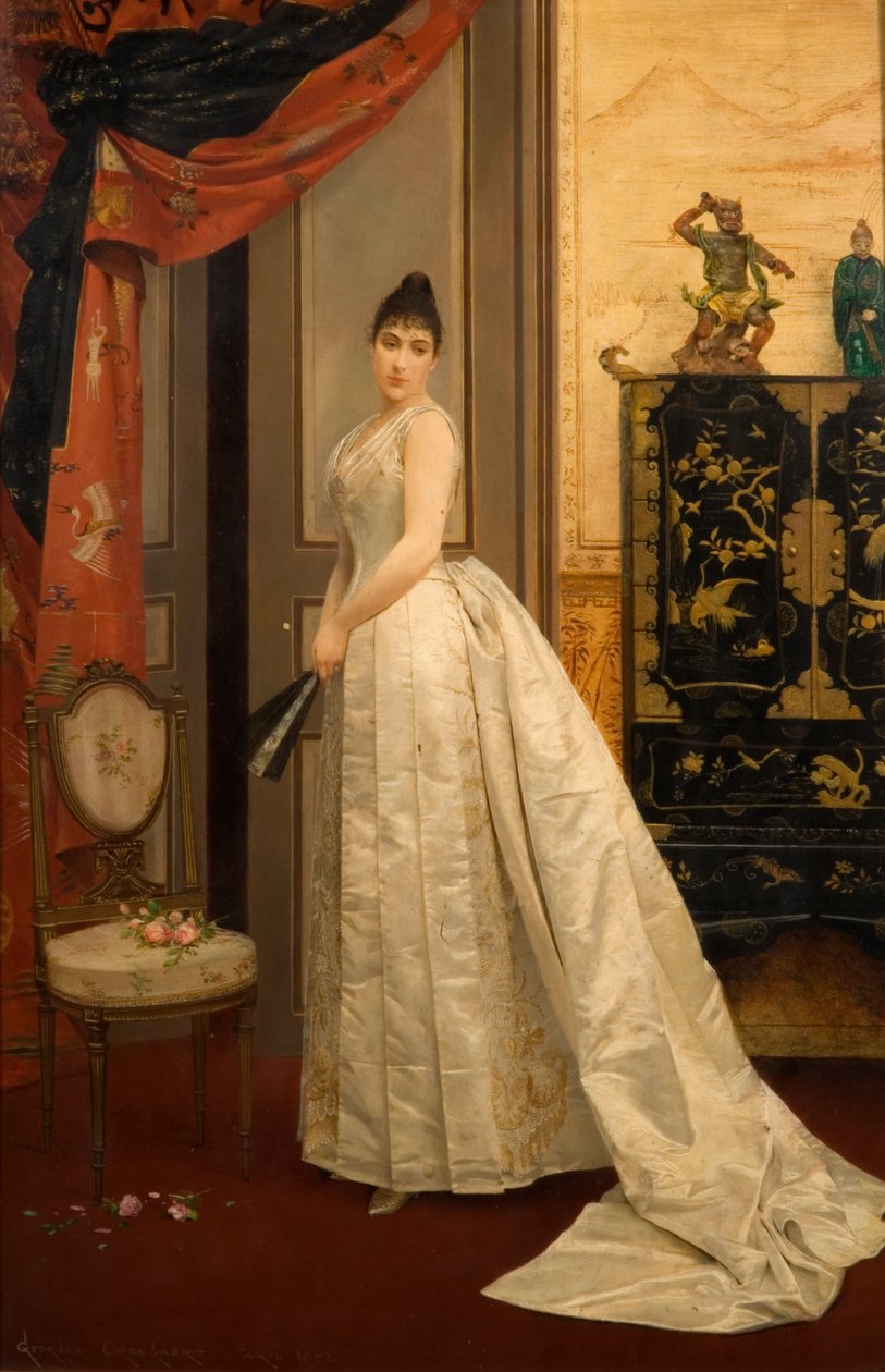 Dame med en vifte, 1888 af Georges Croegaert