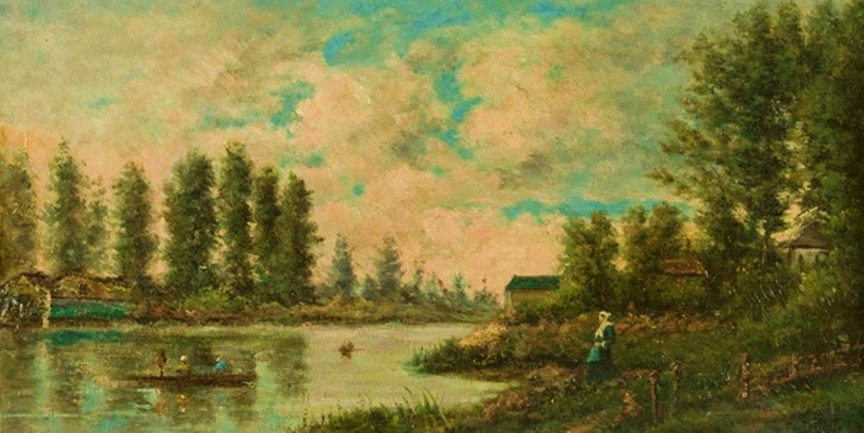 Landskab med båd af Georges Diéterle