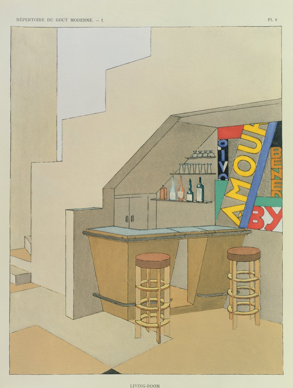 Design til en lille bar, fra en fransk indretningsudgivelse med 200 tryk, ca. 1928-29 (pochoir-tryk) af Georges Djo Bourgeois